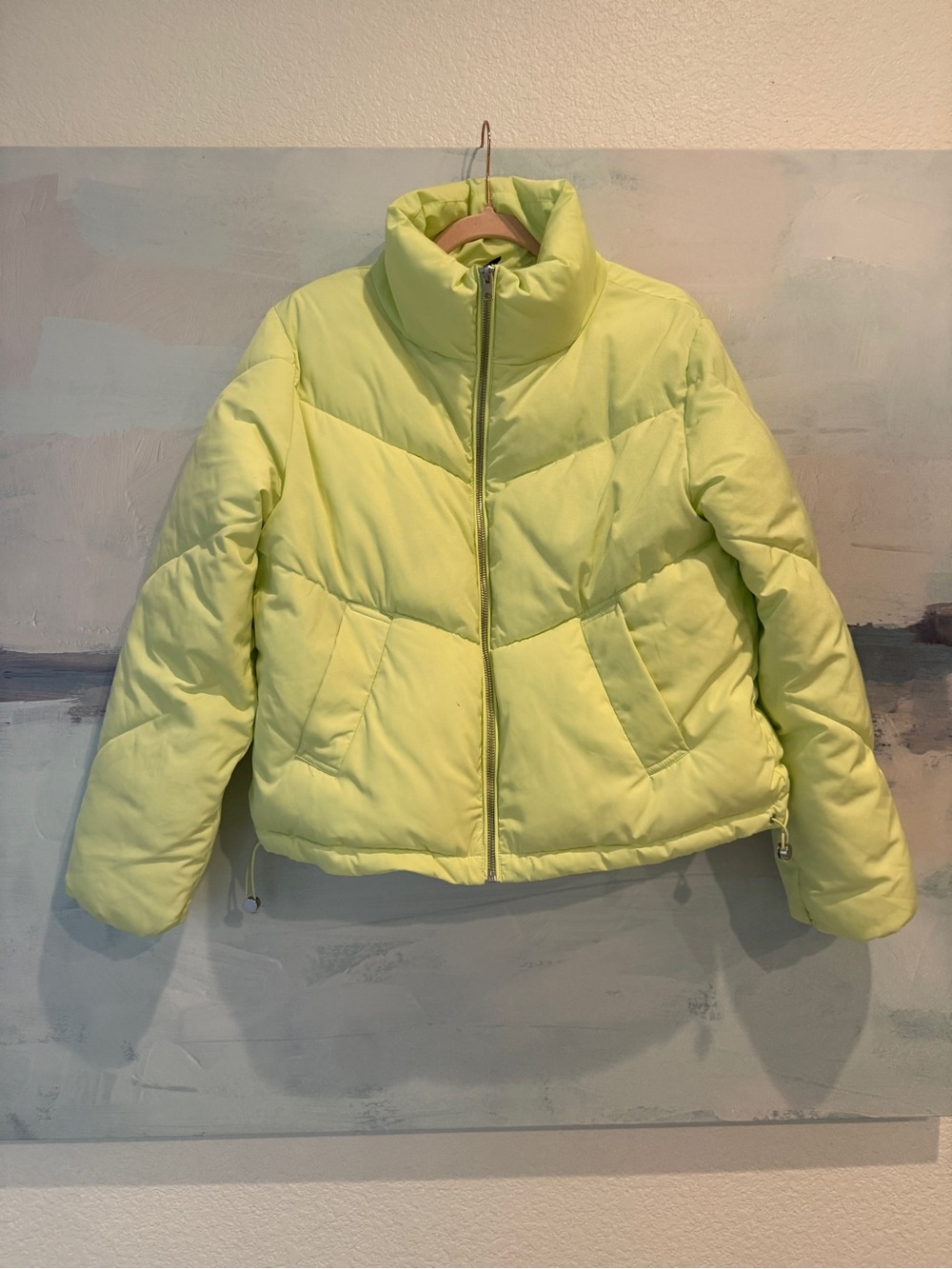 Divided Neon Lime Cropped Puffer Jacket